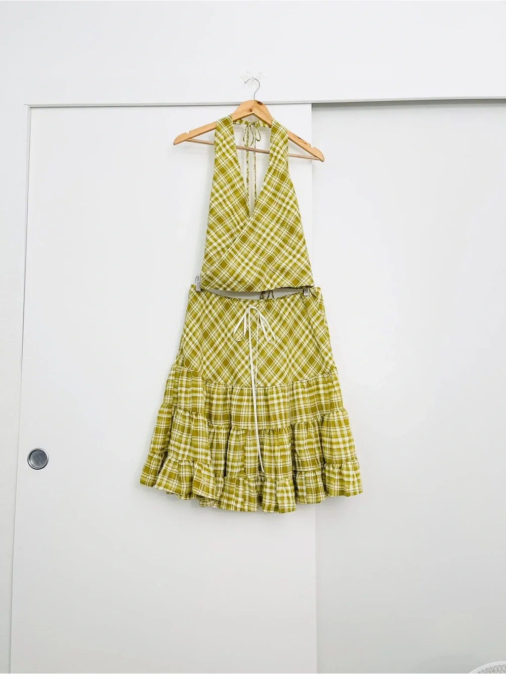 NWOT Free People Traymore Plaid Matching Set Skirt + Halter Top Size Medium